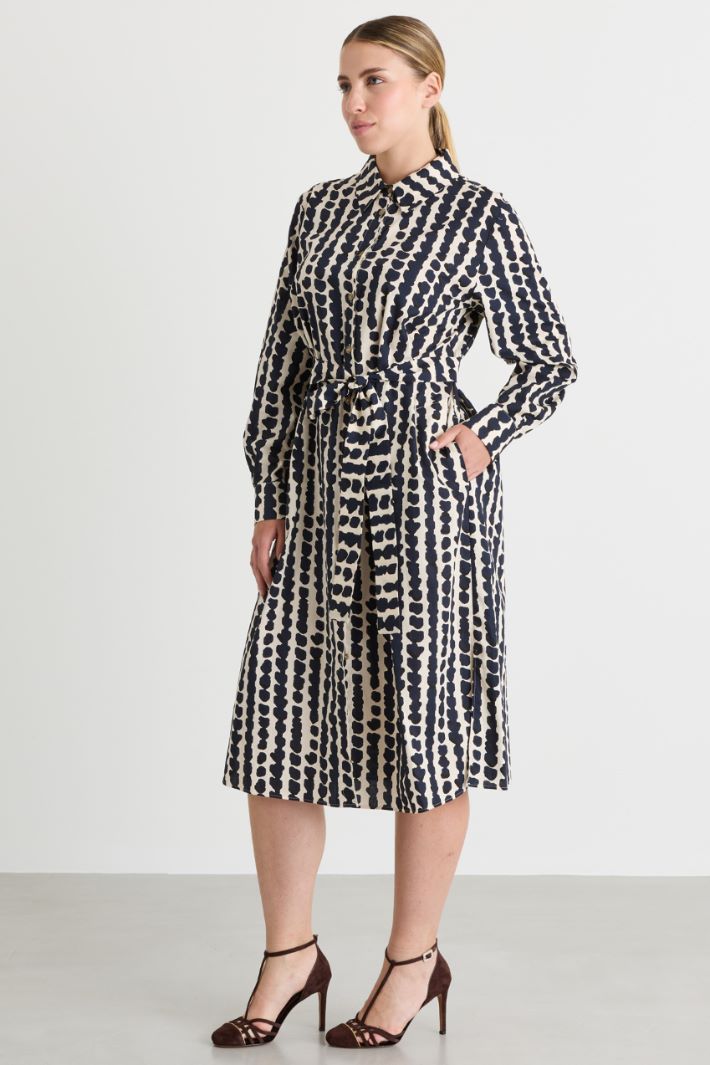 Printed shirt dress - WHITE BLUE - Intrend - 2