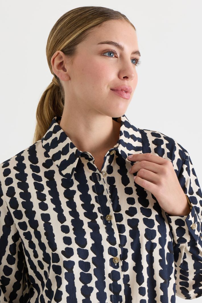 Printed shirt dress - WHITE BLUE - Intrend - 3