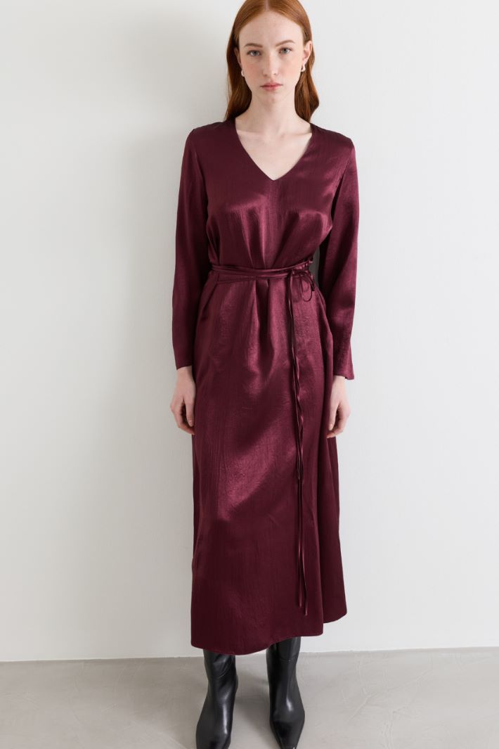 Belted Dress - BORDEAUX - Intrend - 2