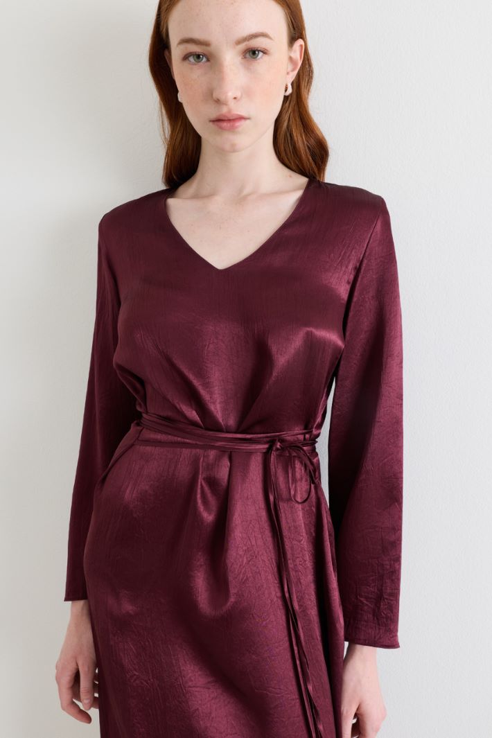 Belted Dress - BORDEAUX - Intrend - 3
