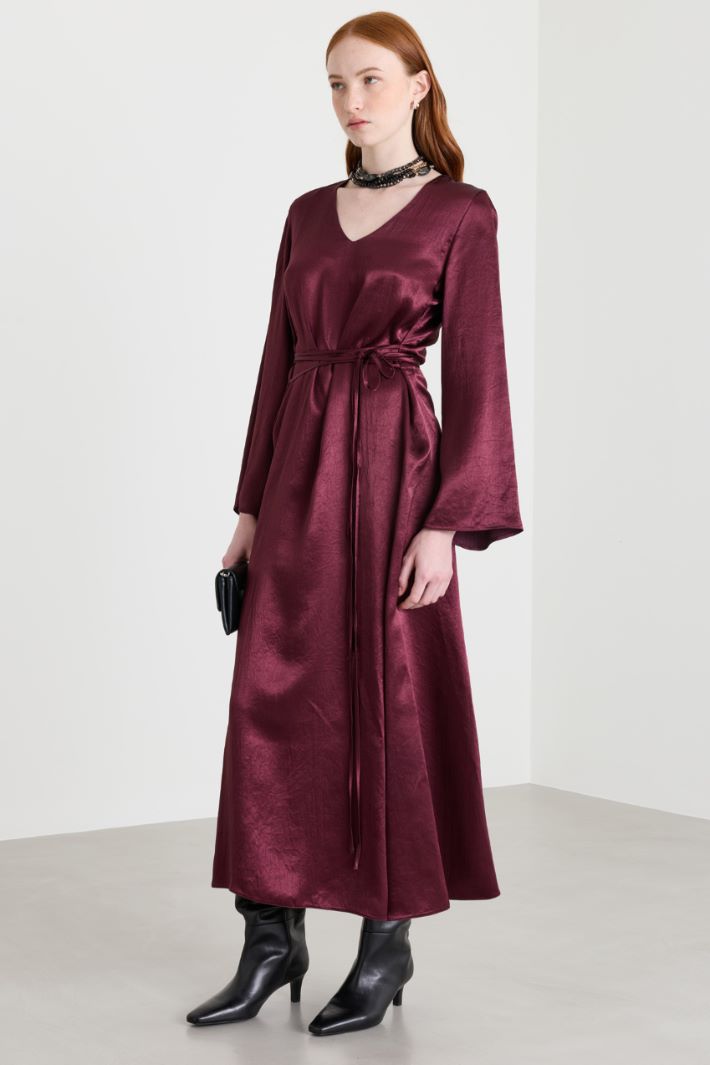 Belted Dress - BORDEAUX - Intrend
