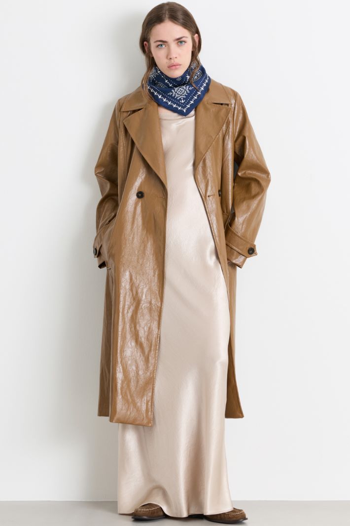 Long satin dress - BEIGE - Intrend