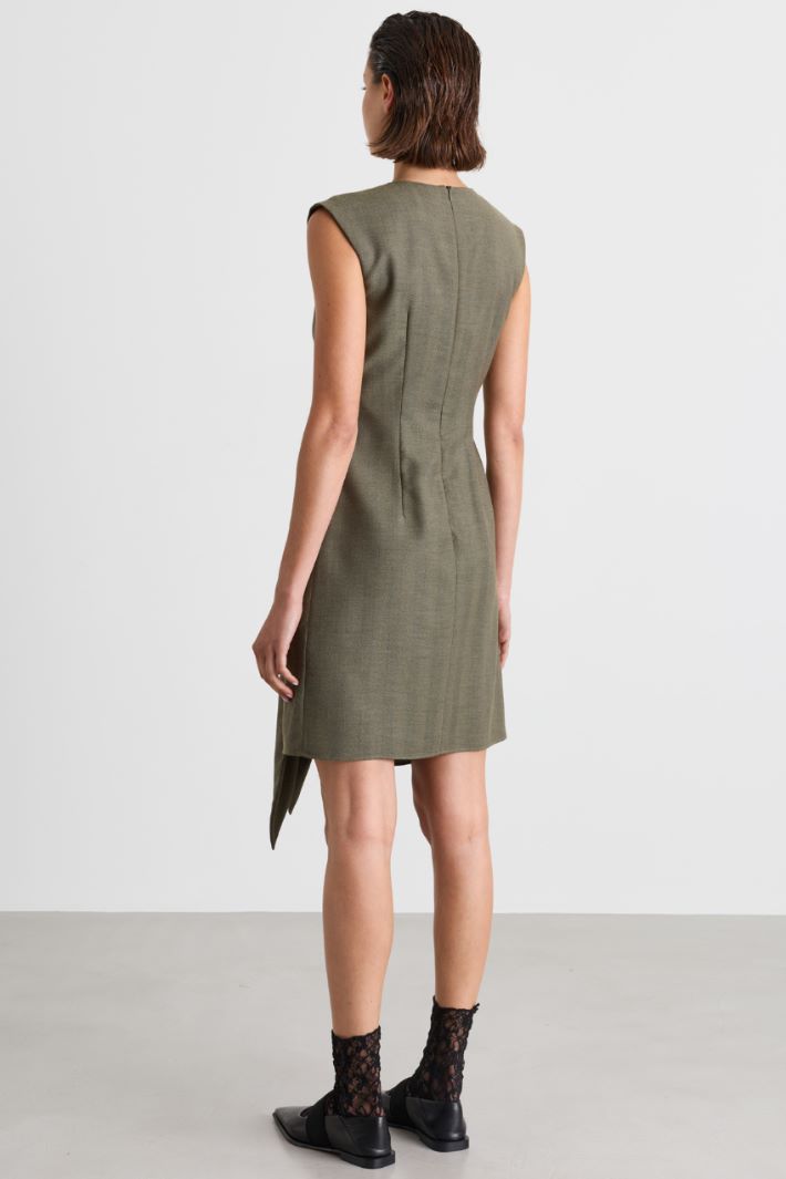 Wrap-effect twill dress - GREEN - Intrend - 4