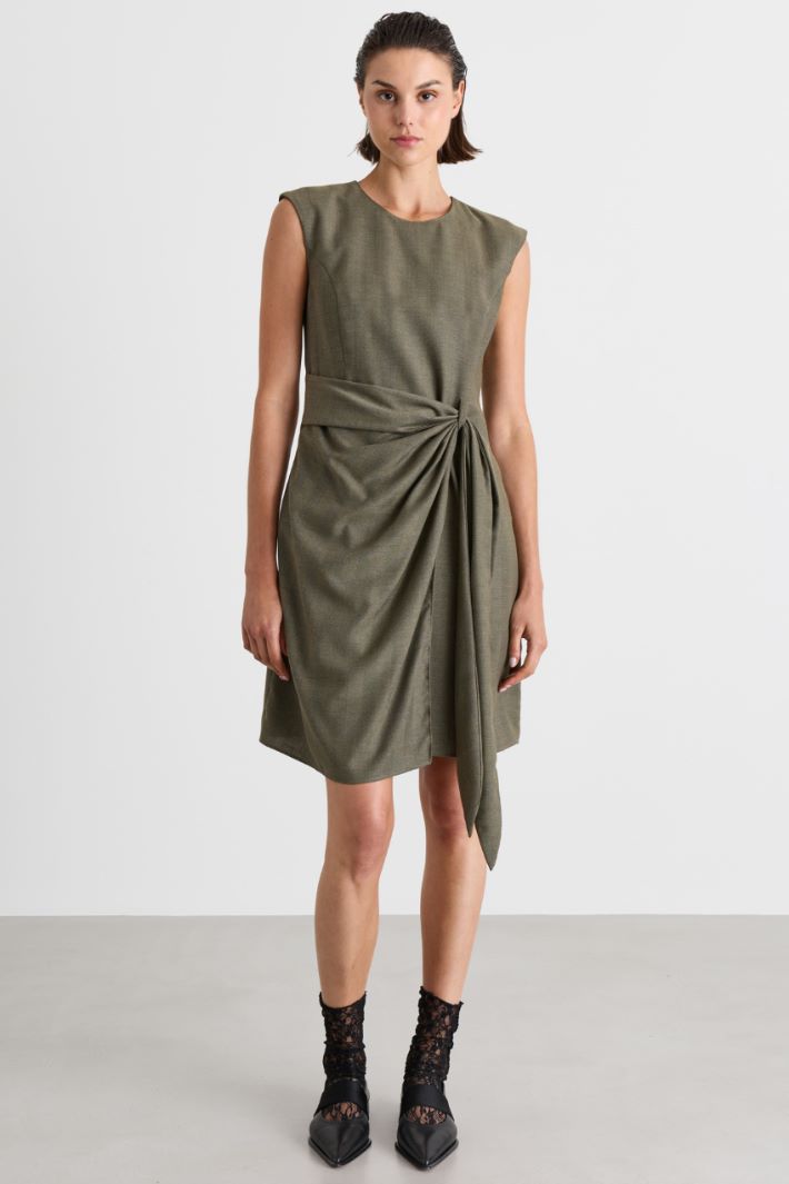 Wrap-effect twill dress - GREEN - Intrend - 2