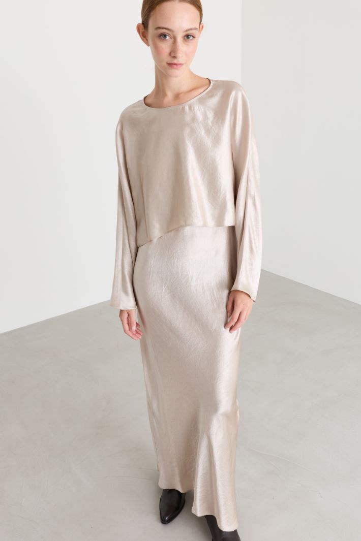 Satin two-piece dress - BEIGE - Intrend - 2