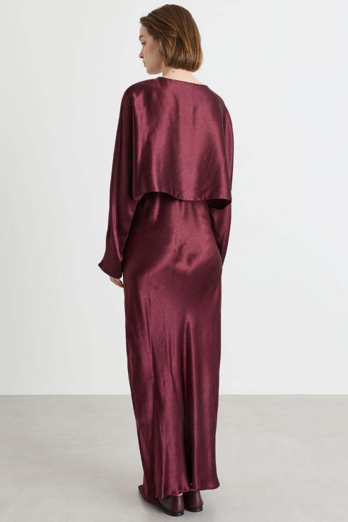 Satin two-piece dress - BORDEAUX - Intrend - 4