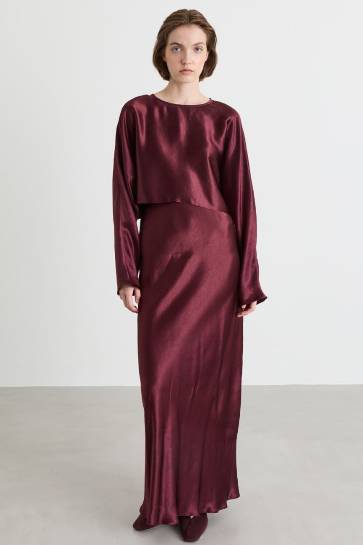 Satin two-piece dress - BORDEAUX - Intrend - 2