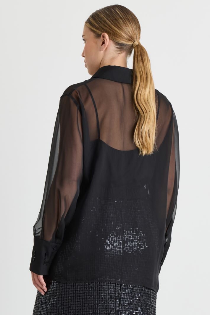 Embellished chiffon shirt - BLACK - Intrend - 4