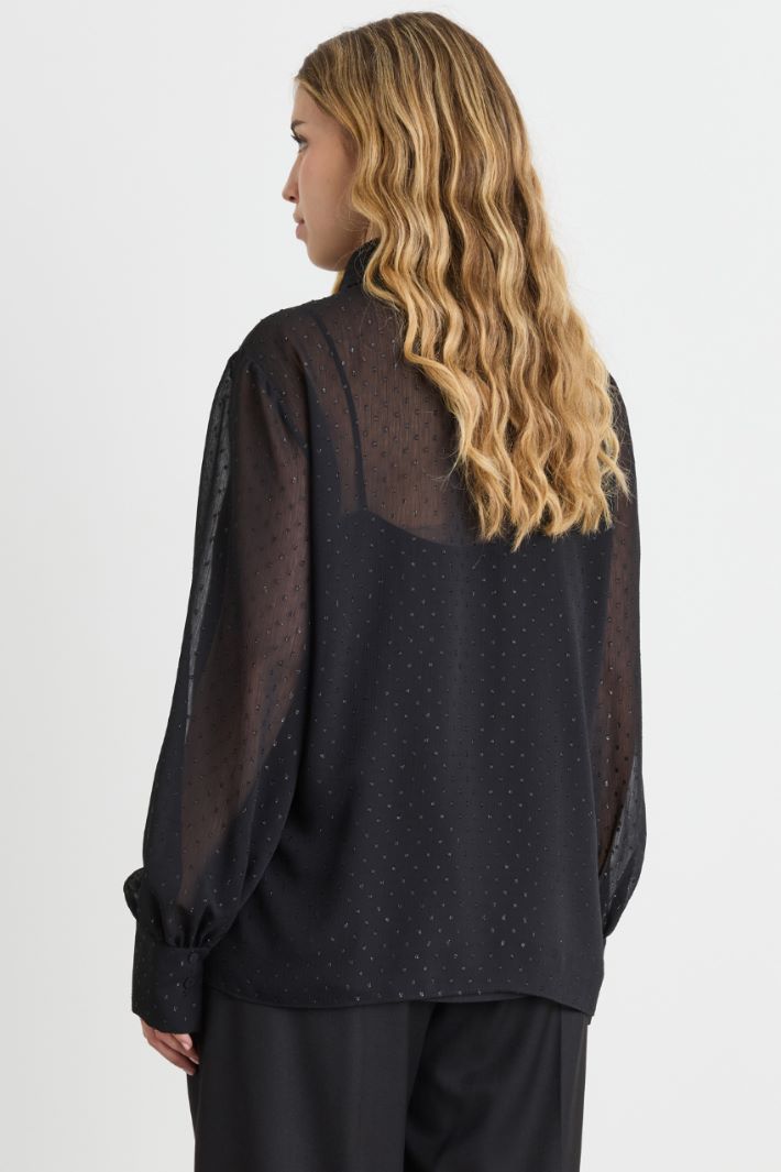 Fil-coupé creponne shirt - BLACK - Intrend - 4
