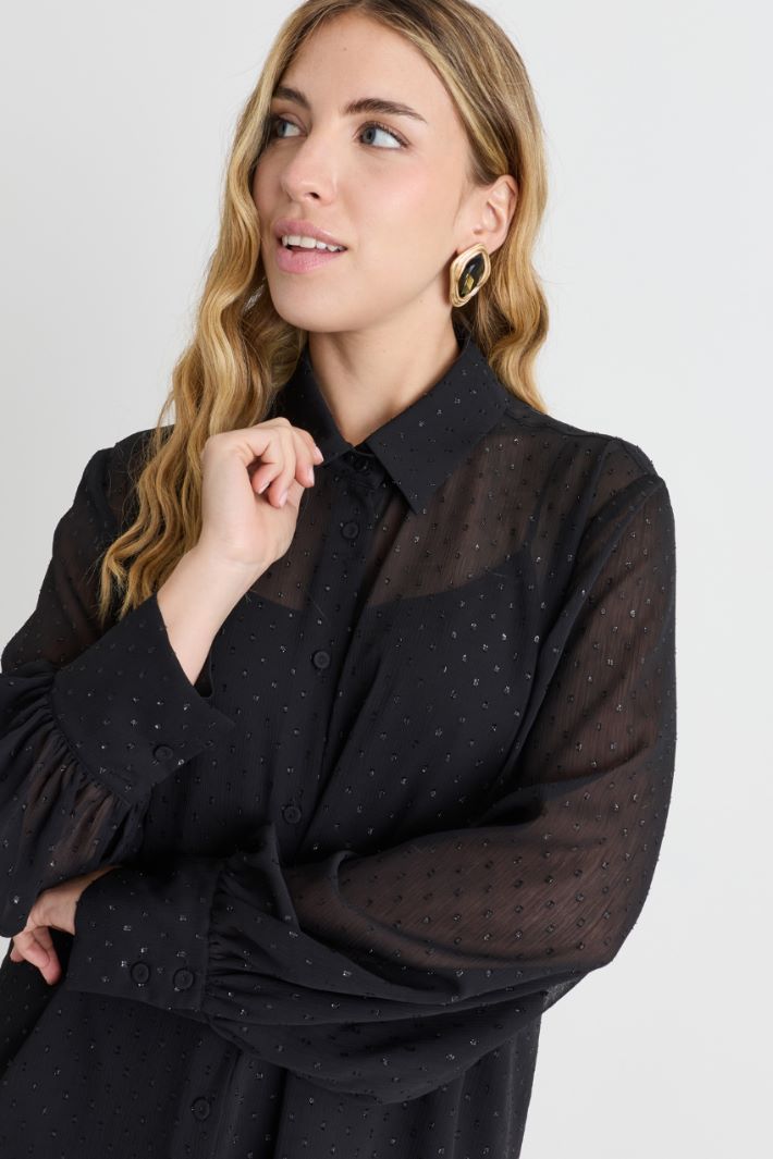 Fil-coupé creponne shirt - BLACK - Intrend - 3