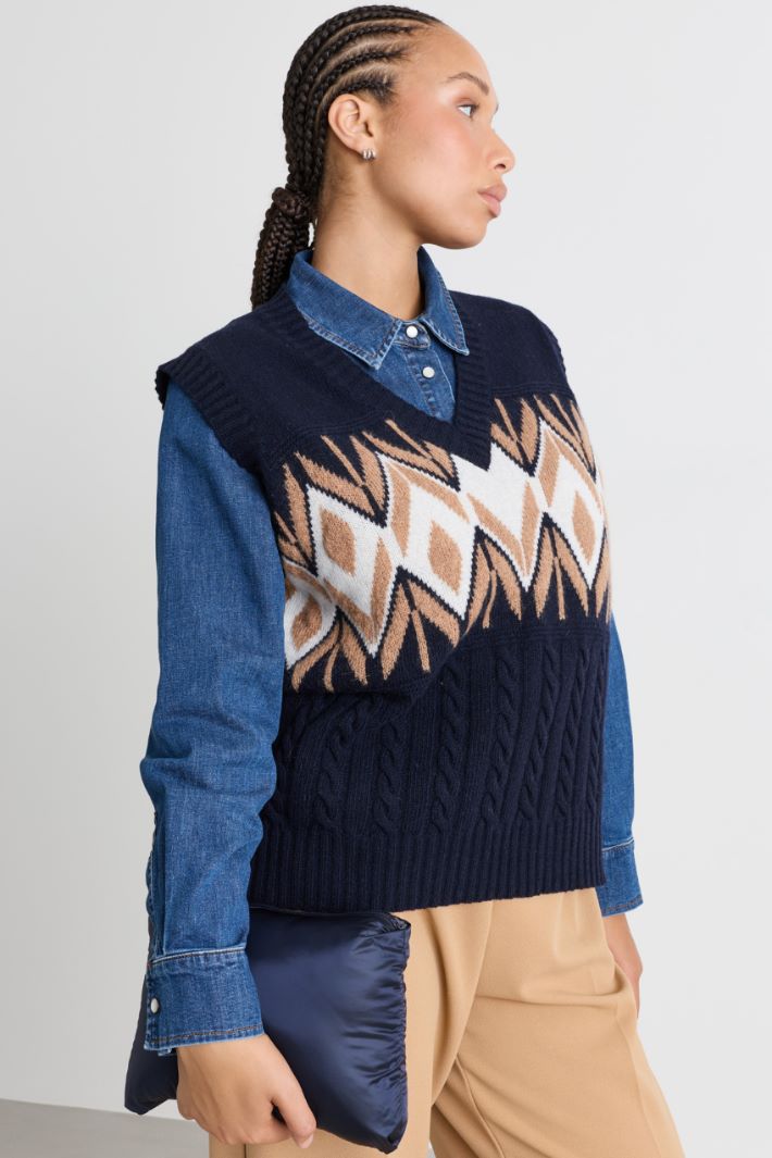 Gilet in tela cangiante antigoccia - BLU - Intrend - 4