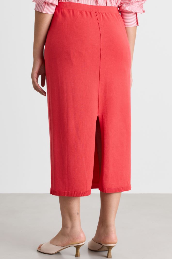 Knitted pencil skirt - RED - Intrend - 4