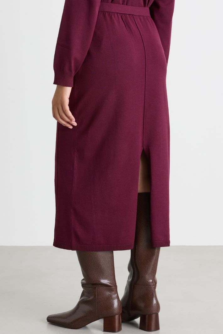 Knitted pencil skirt - BORDEAUX - Intrend - 4