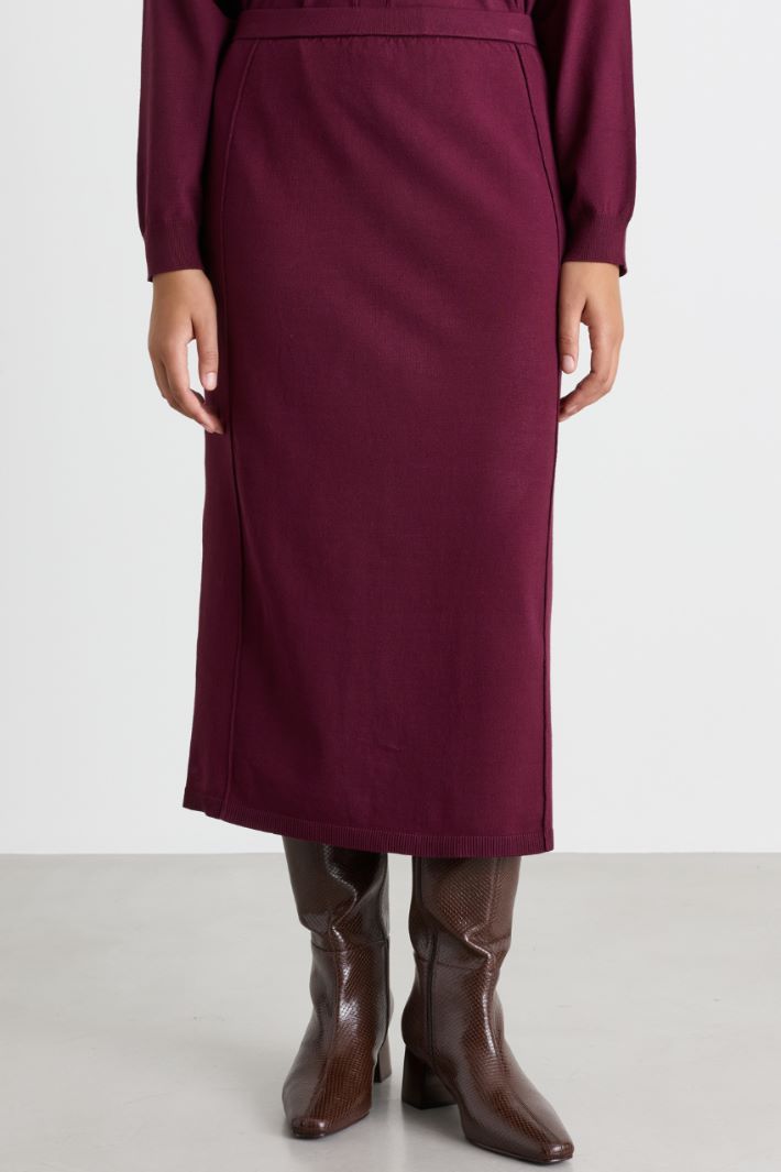 Knitted pencil skirt - BORDEAUX - Intrend - 2