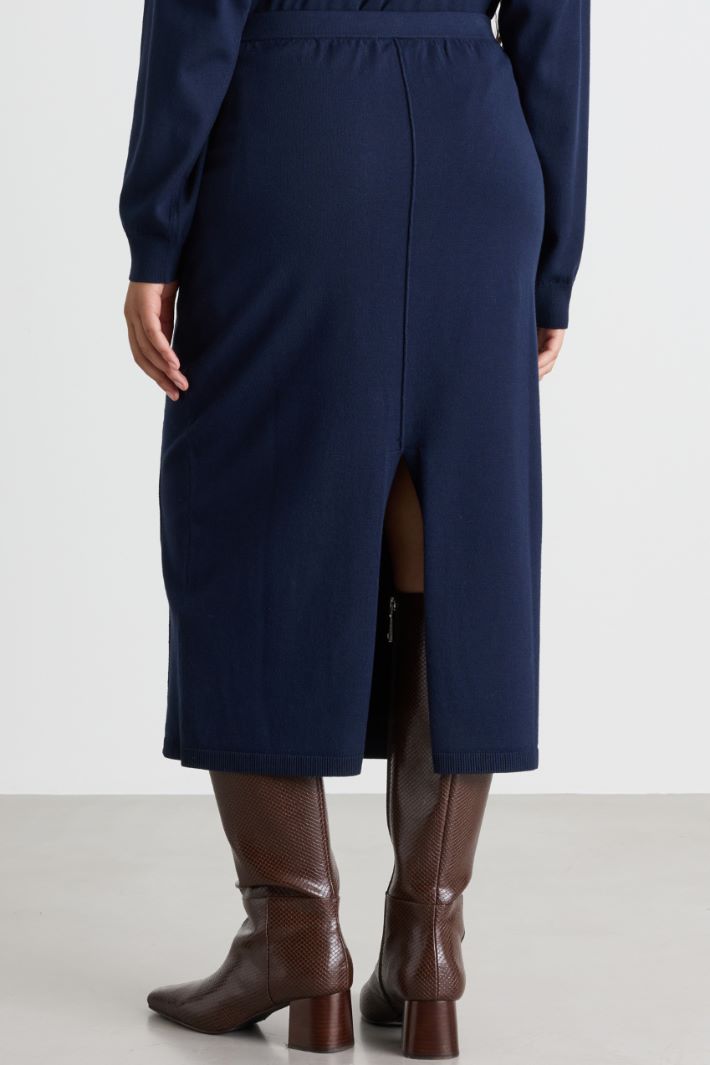 Knitted pencil skirt - BLUE - Intrend - 4