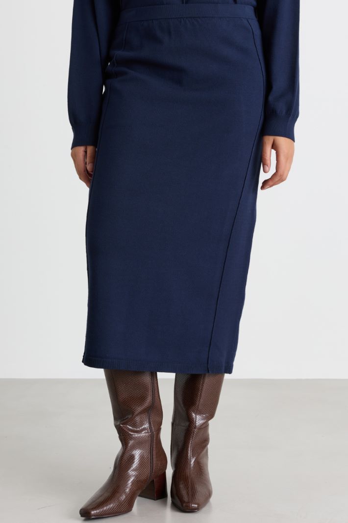 Knitted pencil skirt - BLUE - Intrend - 2