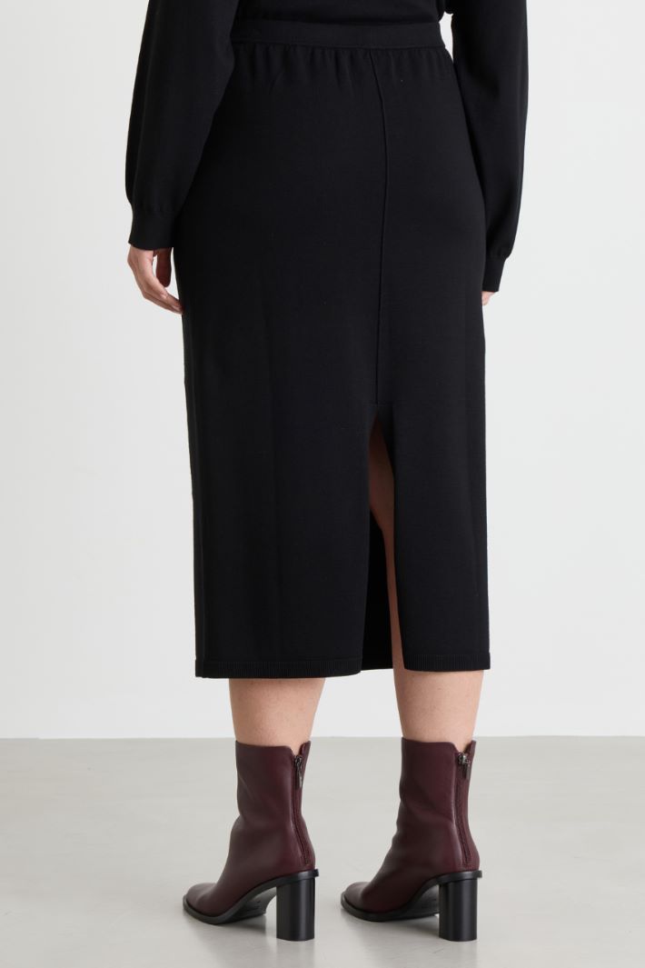 Knitted pencil skirt - BLACK - Intrend - 4