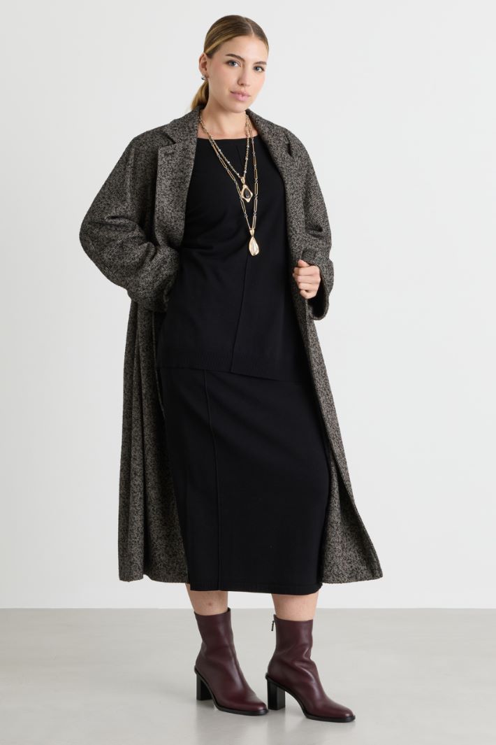 Knitted pencil skirt - BLACK - Intrend