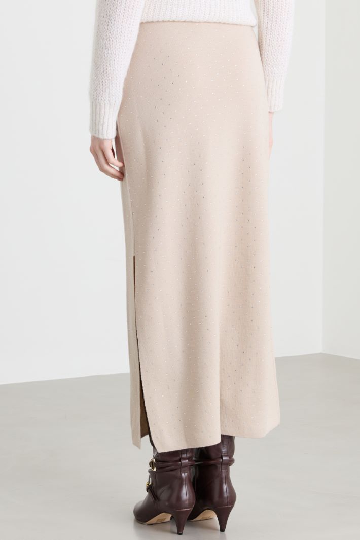 Knitted midi skirt - BEIGE - Intrend - 4