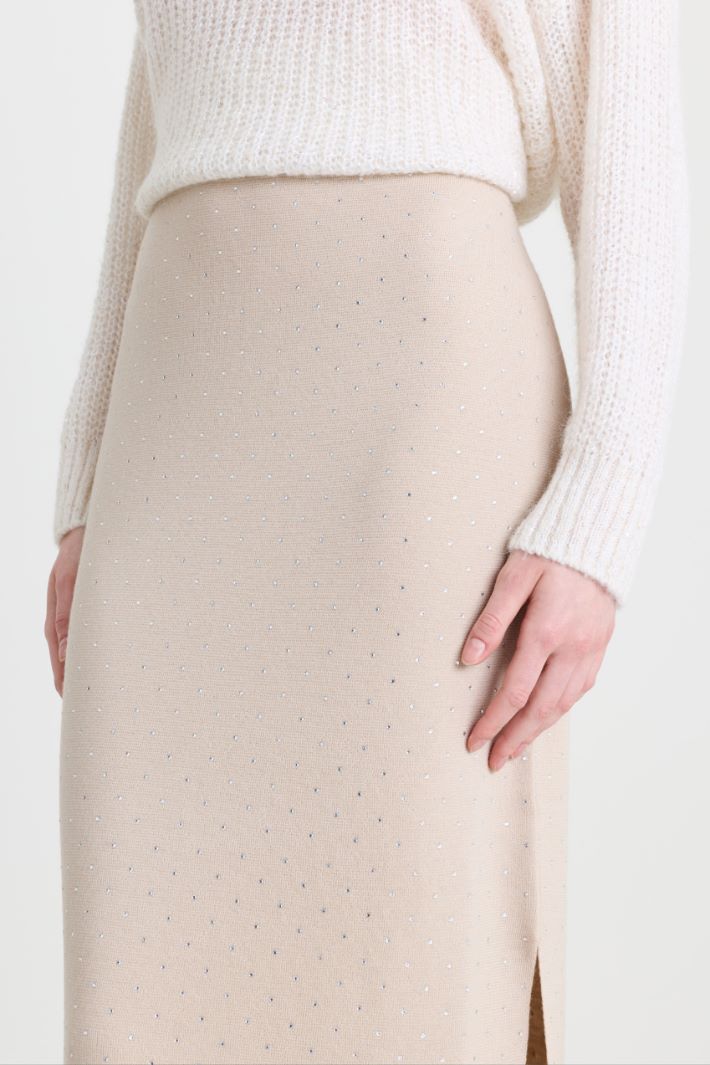 Knitted midi skirt - BEIGE - Intrend - 3