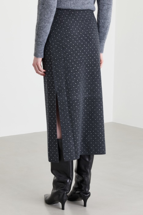Gonna midi in maglia di lana