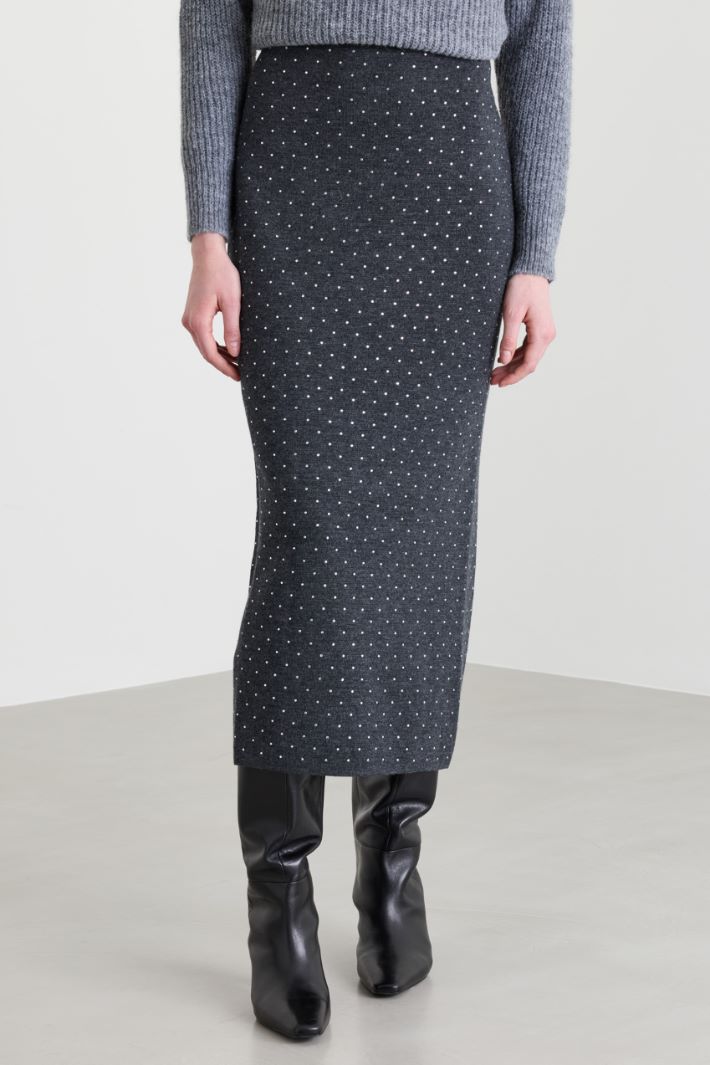 Knitted midi skirt - GREY - Intrend - 2
