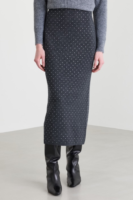 Gonna midi in maglia di lana