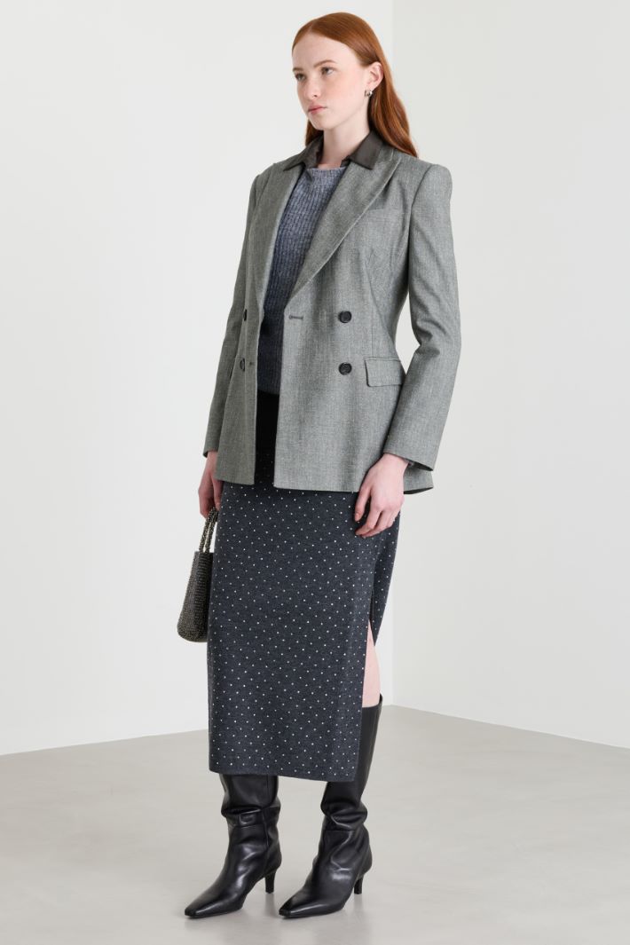 Knitted midi skirt - GREY - Intrend