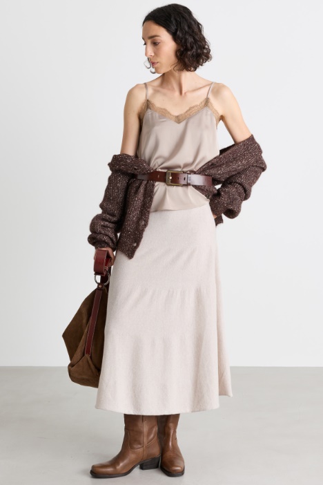 Knitted skirt with elasticated waistband - Intrend