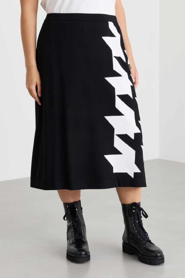 Intarsia-knit skirt - BLACK - Intrend - 2
