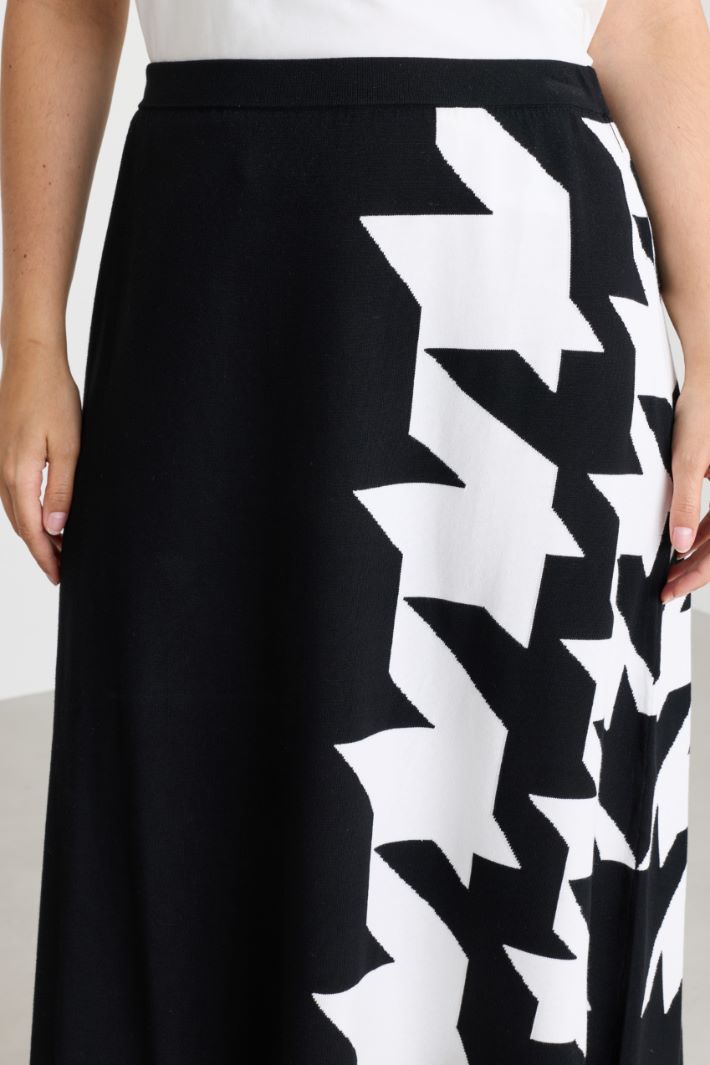 Intarsia-knit skirt - BLACK - Intrend - 3