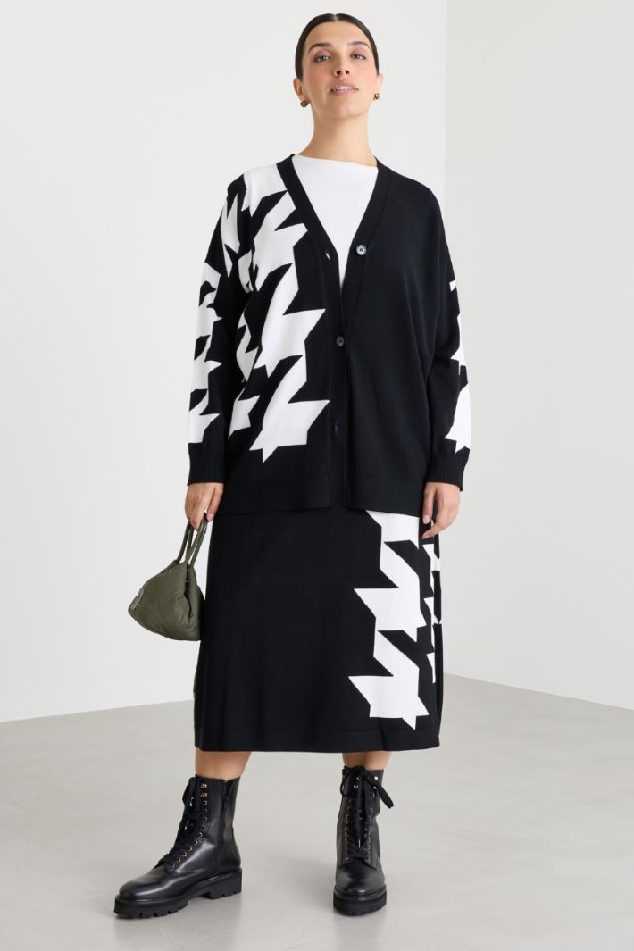Intarsia-knit skirt - BLACK - Intrend