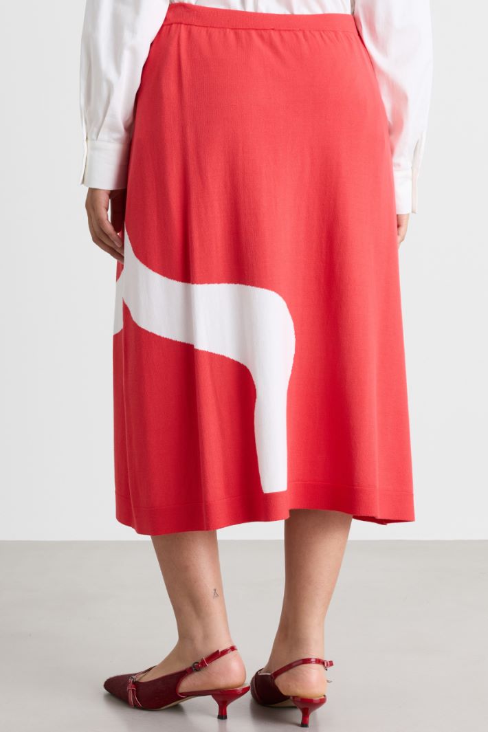 Intarsia-knit skirt - PINK - Intrend - 4