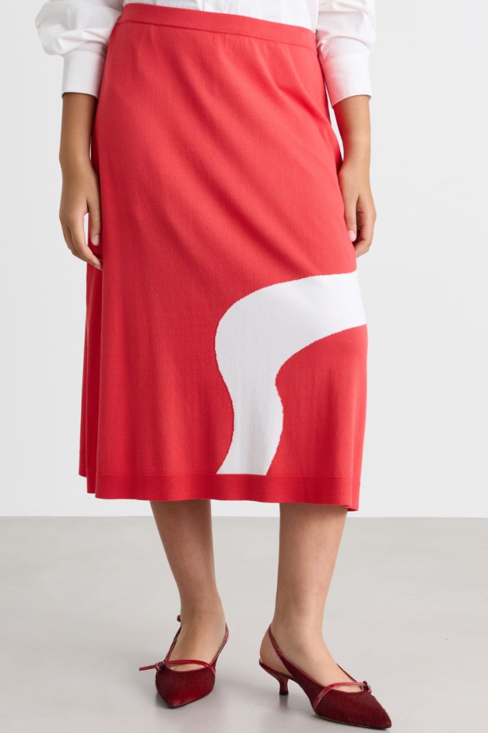 Intarsia-knit skirt - PINK - Intrend - 2