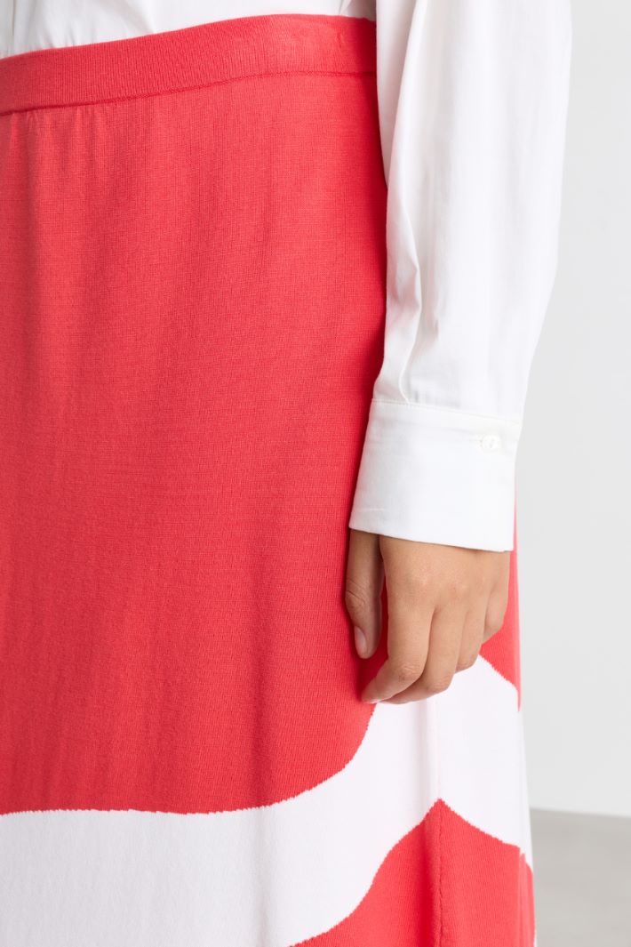 Intarsia-knit skirt - PINK - Intrend - 3
