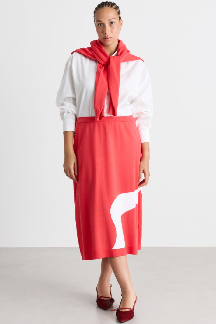 Intarsia-knit skirt - PINK - Intrend
