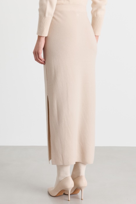 Gonna midi in maglia di lana