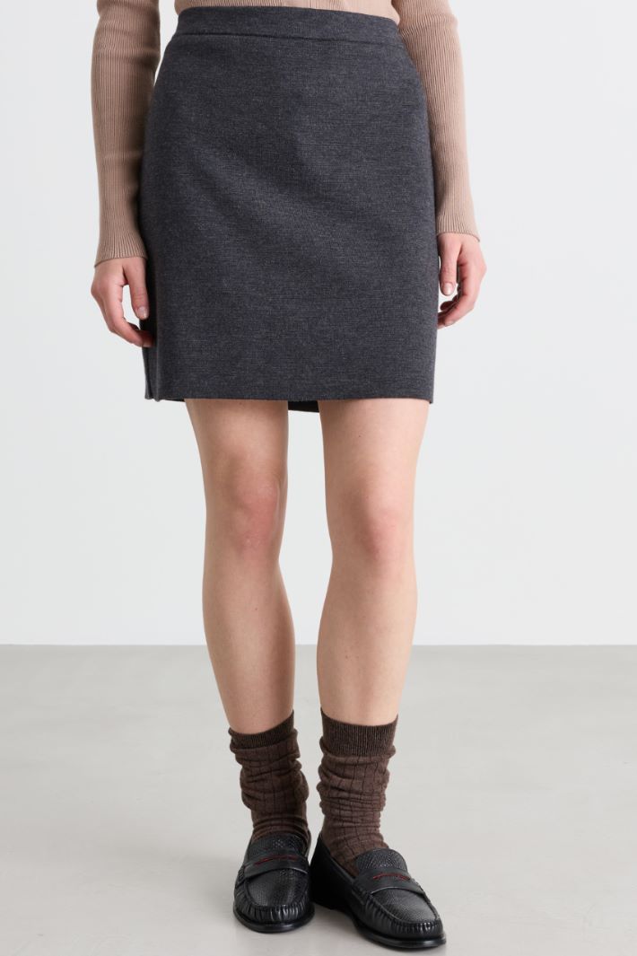 Short wool skirt - GREY - Intrend - 2