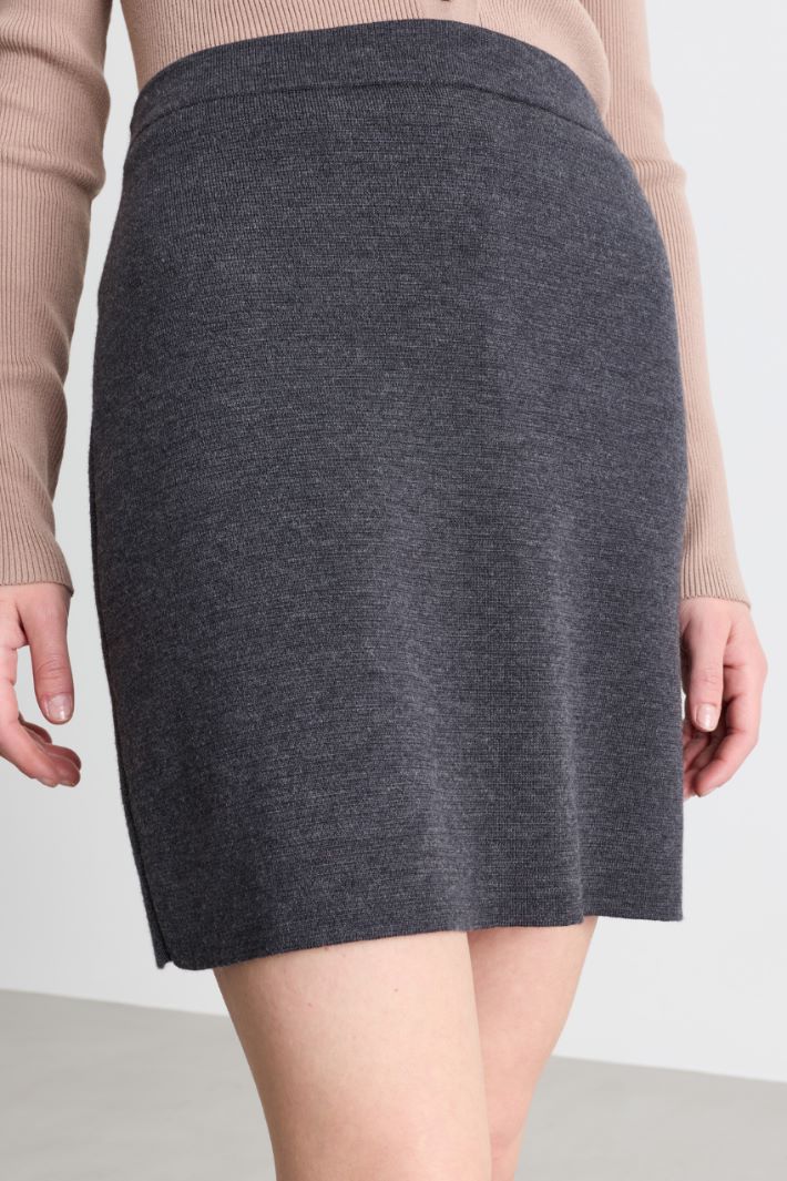 Short wool skirt - GREY - Intrend - 3