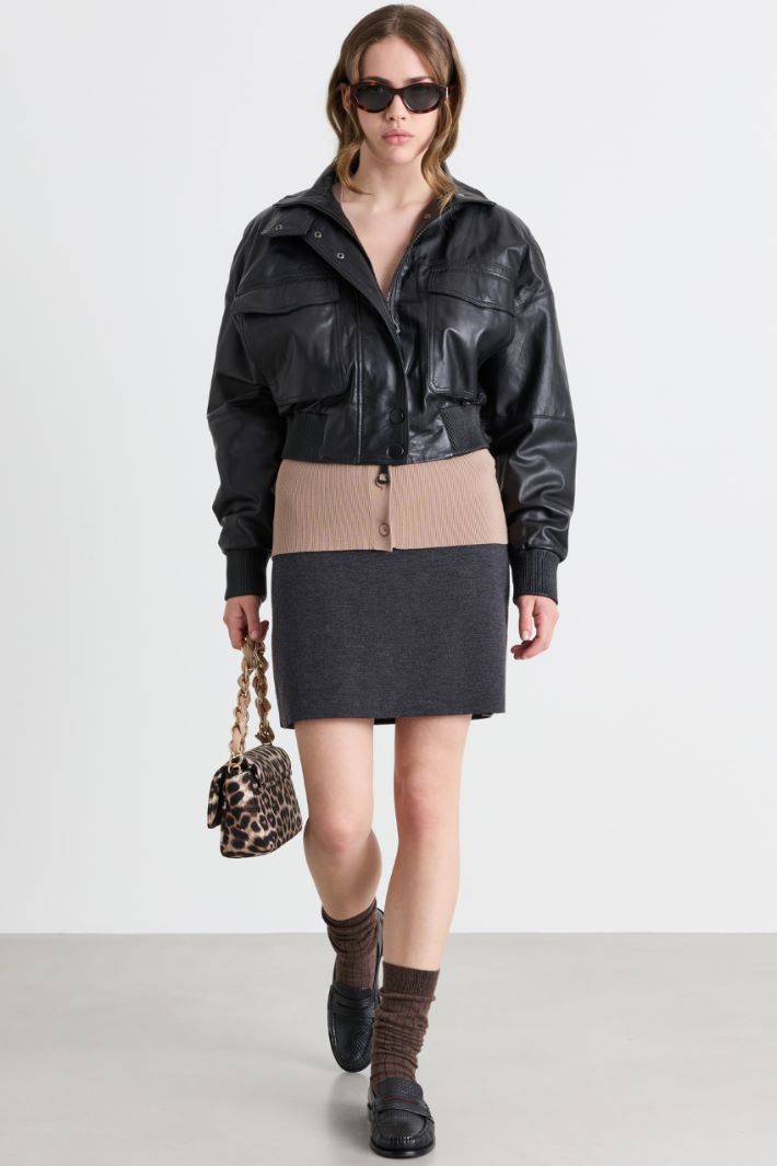 Short wool skirt - GREY - Intrend