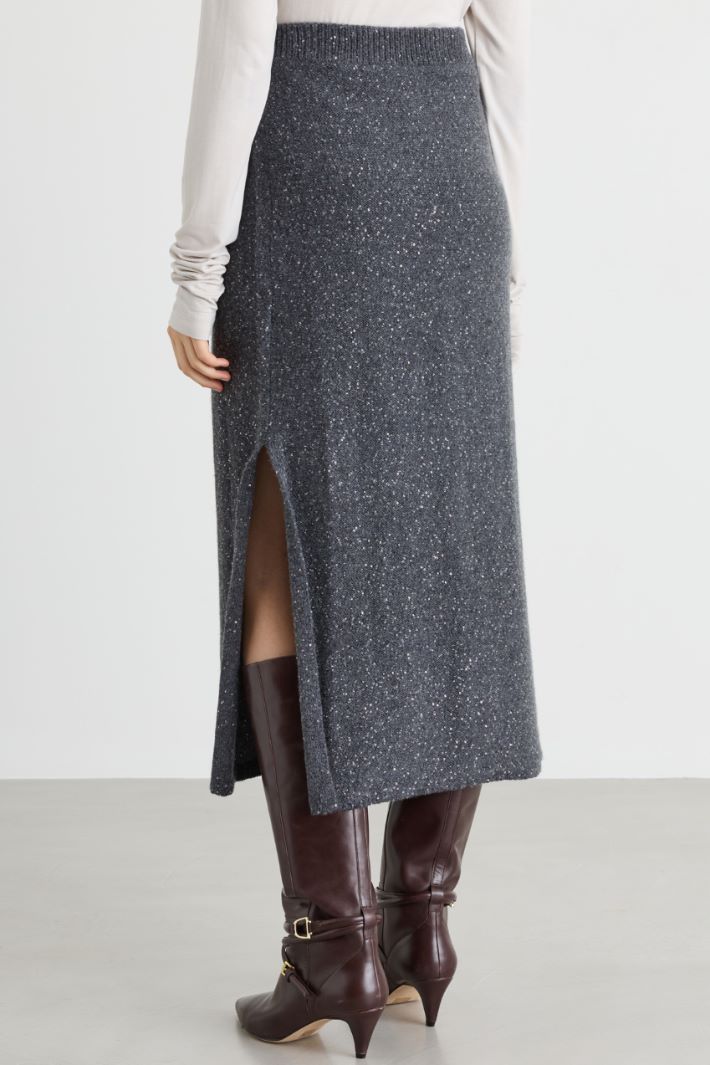 Straight knit skirt - GREY - Intrend - 4