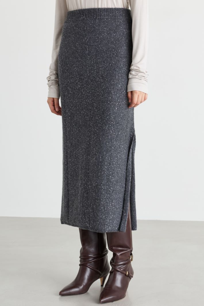 Straight knit skirt - GREY - Intrend - 2