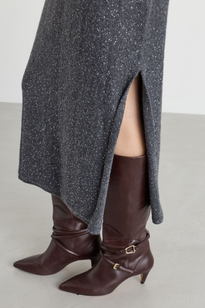 Straight knit skirt - GREY - Intrend - 3