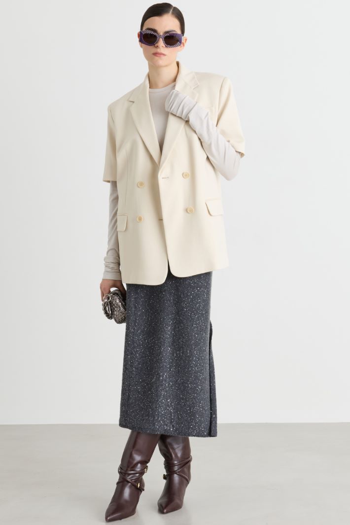 Straight knit skirt - GREY - Intrend