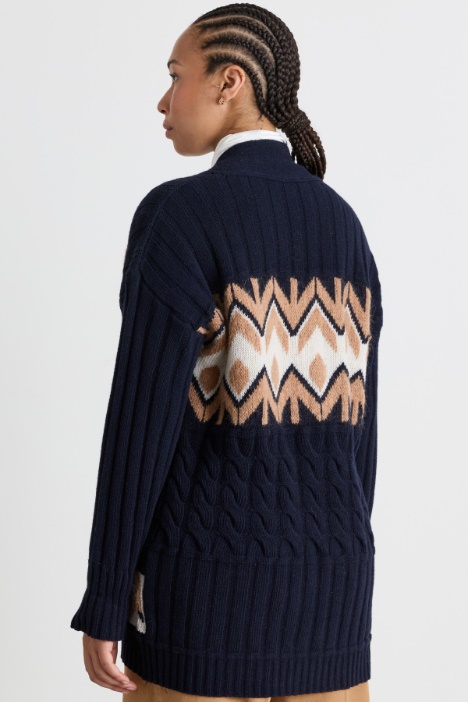 Cappotto in maglia jacquard a trecce