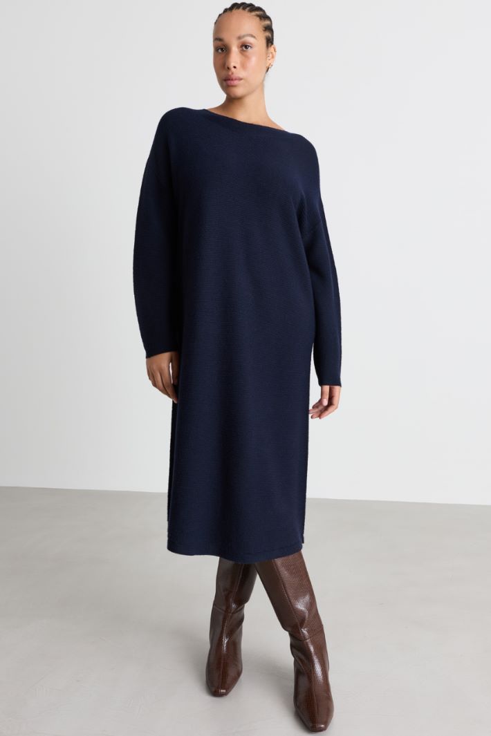 Knitted midi dress - BLACK - Intrend - 2