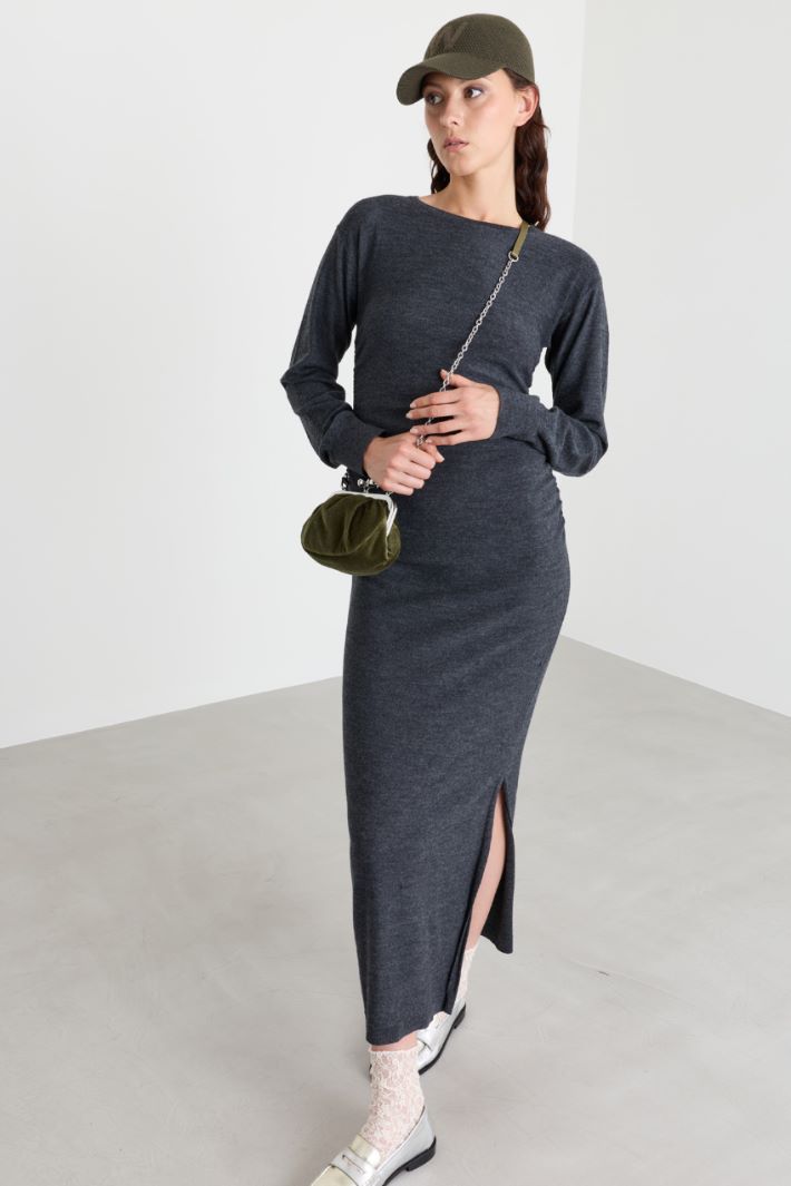 Knitted maxi dress - GREY - Intrend - 2