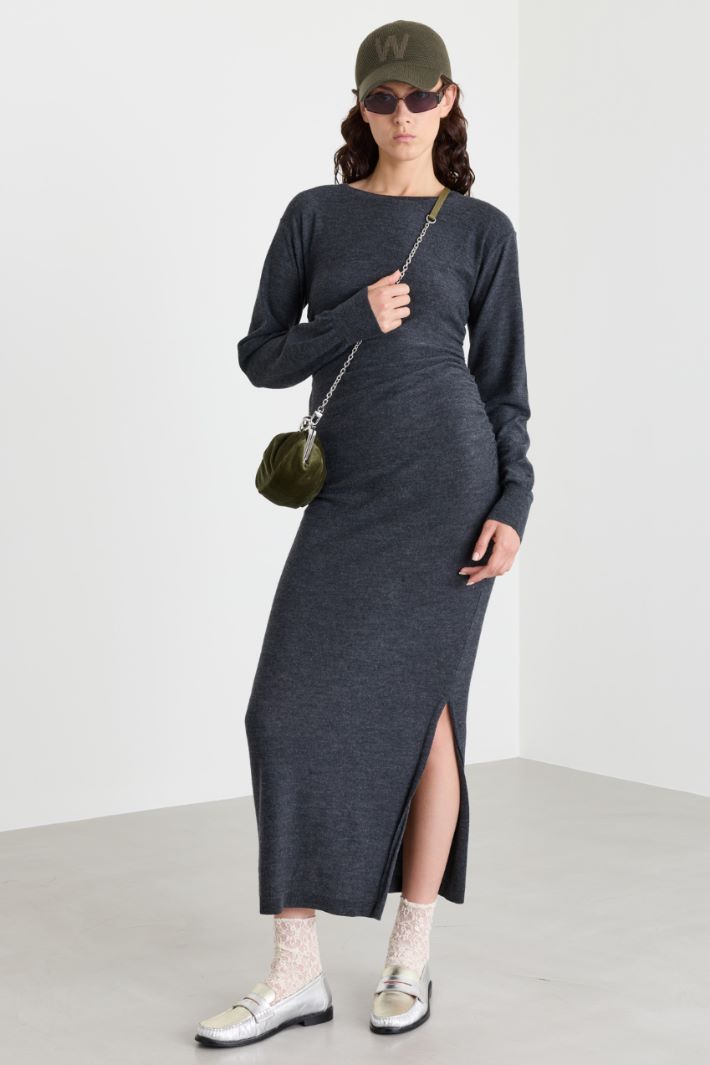 Knitted maxi dress - GREY - Intrend