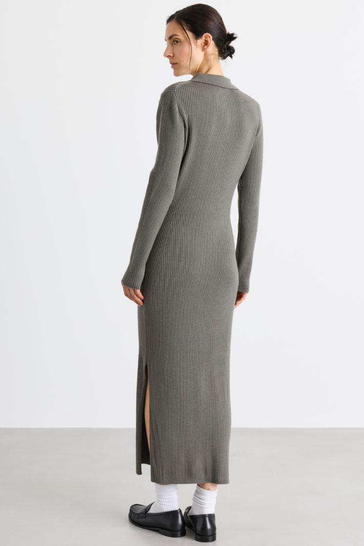 Knitted polo dress - GREY - Intrend - 4