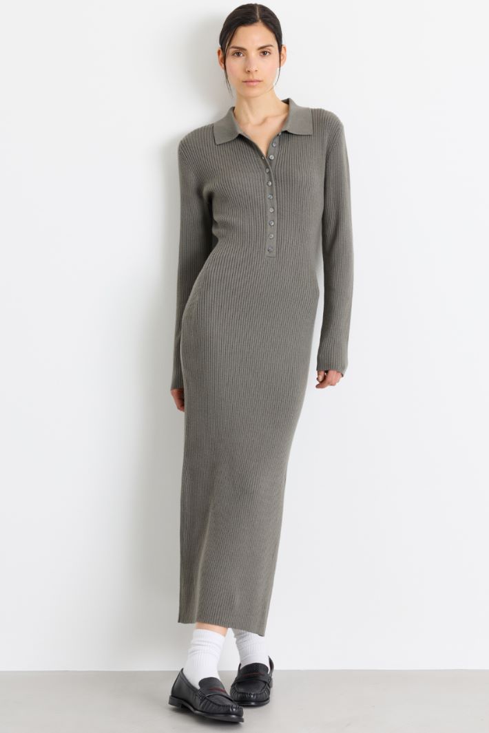 Knitted polo dress - GREY - Intrend - 2